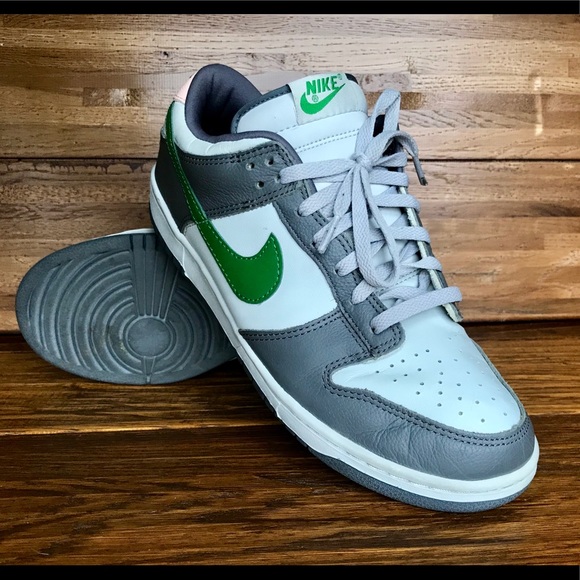 green and grey nike shoes